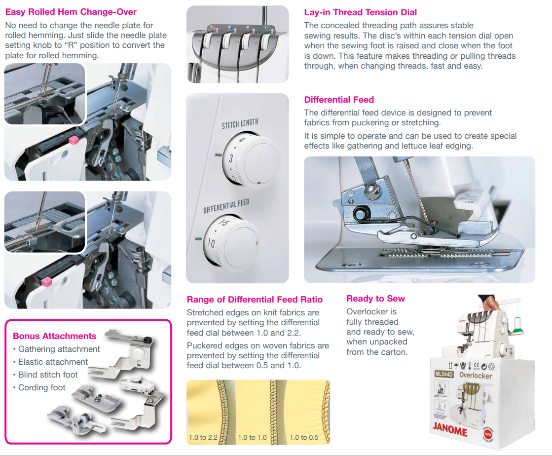 Janome MyLock 544D Four Thread Differential Feed Overlocker