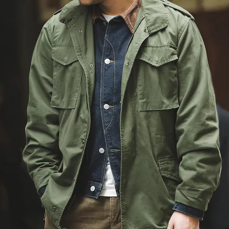 Retro M65 Jacket for Men – Green Outdoor Windbreaker