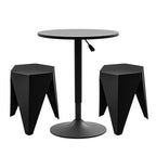 Artiss 3-Piece Bar Table and Stool Set – Height Adjustable, 360° Swivel, Black