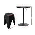 Artiss 3-Piece Bar Table and Stool Set – Height Adjustable, 360° Swivel, Black