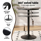 Artiss 3-Piece Bar Table and Stool Set – Height Adjustable, 360° Swivel, Black