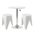 Artiss 3-Piece Bar Table and Stool Set – Height Adjustable, 360° Swivel, White
