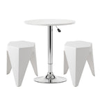 Artiss 3-Piece Bar Table and Stool Set – Height Adjustable, 360° Swivel, White
