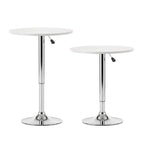 Artiss 3-Piece Bar Table and Stool Set – Height Adjustable, 360° Swivel, White