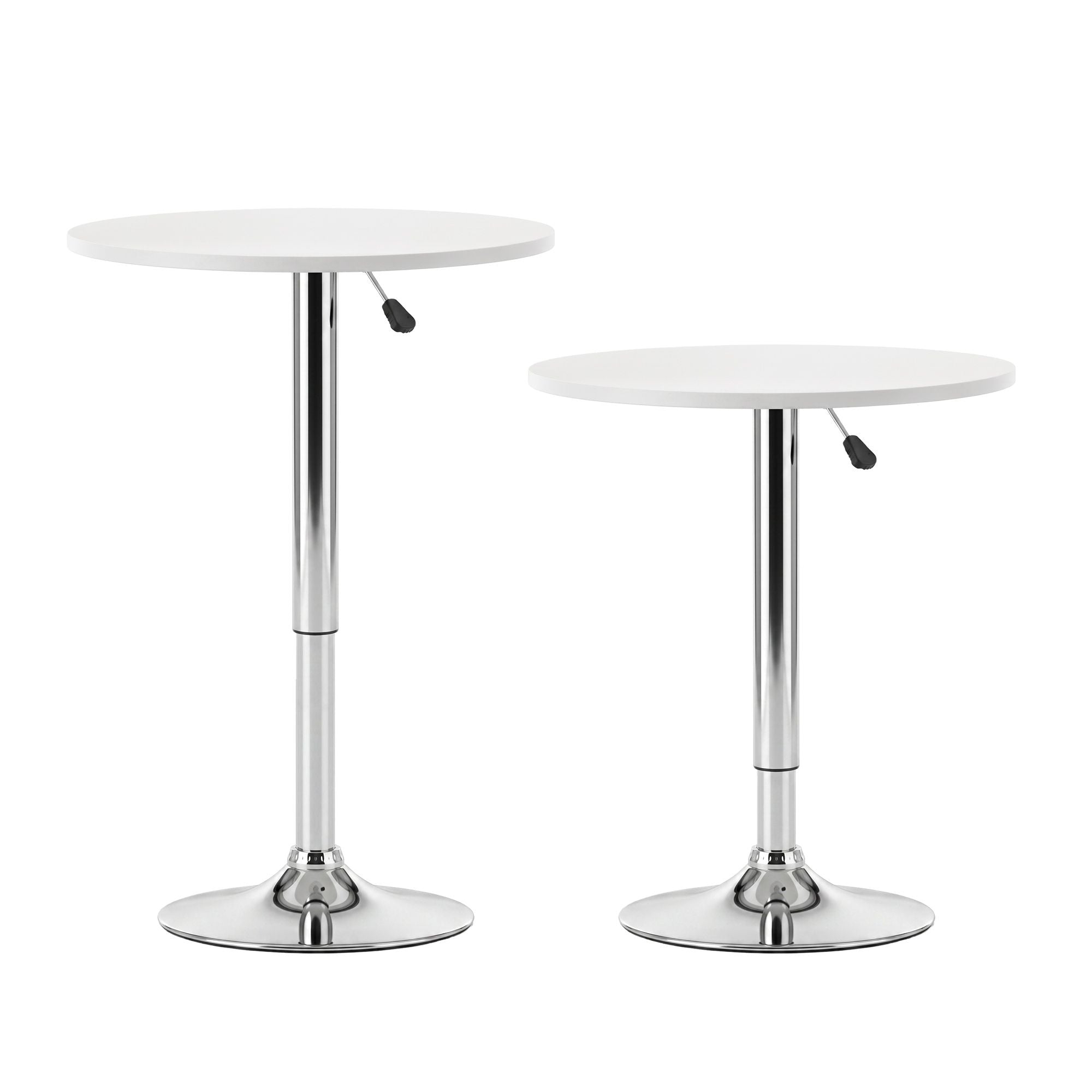 Artiss 3-Piece Bar Table and Stool Set – Height Adjustable, 360° Swivel, White