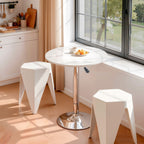 Artiss 3-Piece Bar Table and Stool Set – Height Adjustable, 360° Swivel, White