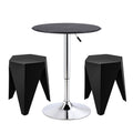 Artiss 3-Piece Bar Table and Stool Set – PVC Leather Top, Height Adjustable, 360° Swivel, Black