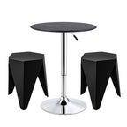 Artiss 3-Piece Bar Table and Stool Set – PVC Leather Top, Height Adjustable, 360° Swivel, Black