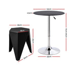 Artiss 3-Piece Bar Table and Stool Set – PVC Leather Top, Height Adjustable, 360° Swivel, Black