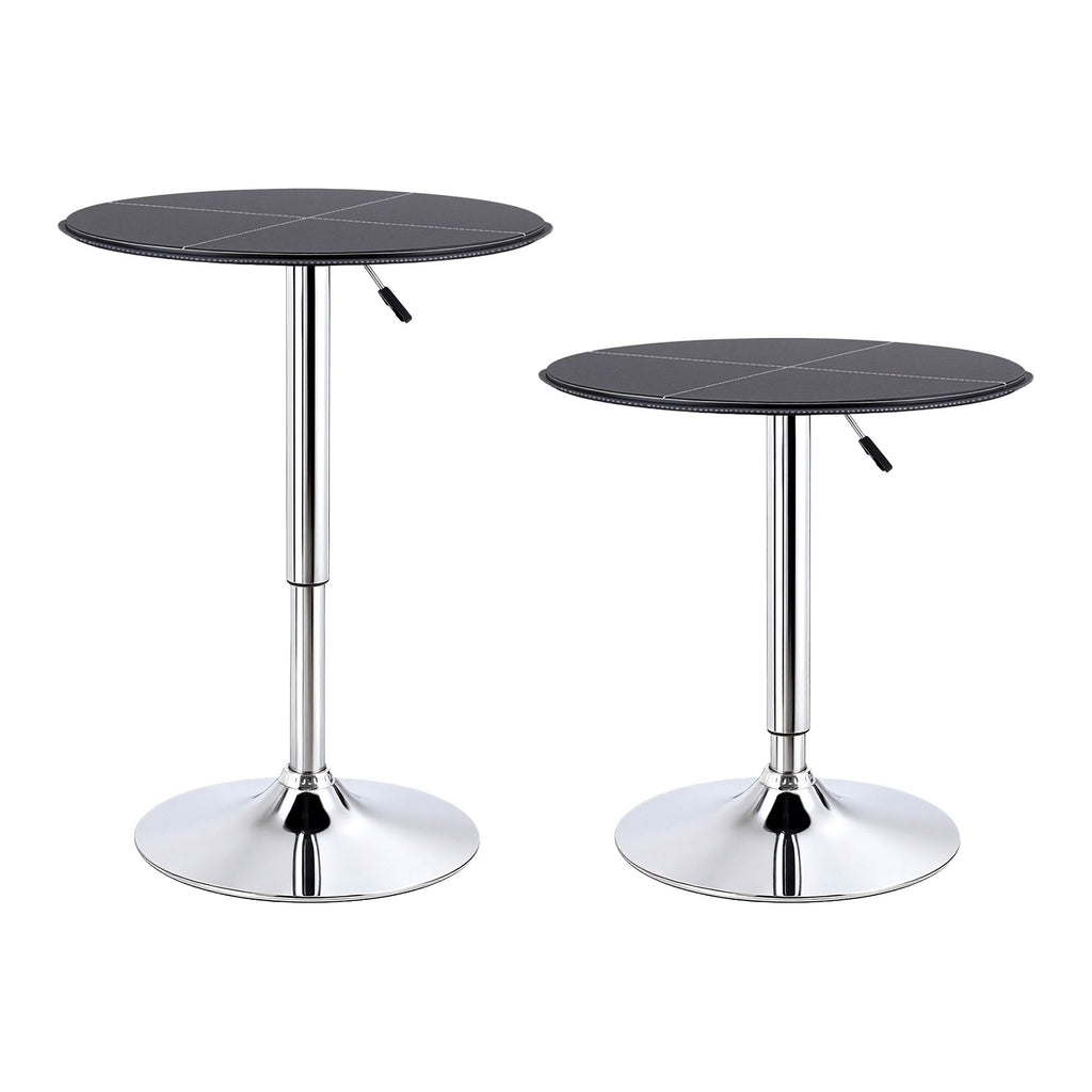 Artiss 3-Piece Bar Table and Stool Set – PVC Leather Top, Height Adjustable, 360° Swivel, Black