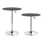 Artiss 3-Piece Bar Table and Stool Set – PVC Leather Top, Height Adjustable, 360° Swivel, Black