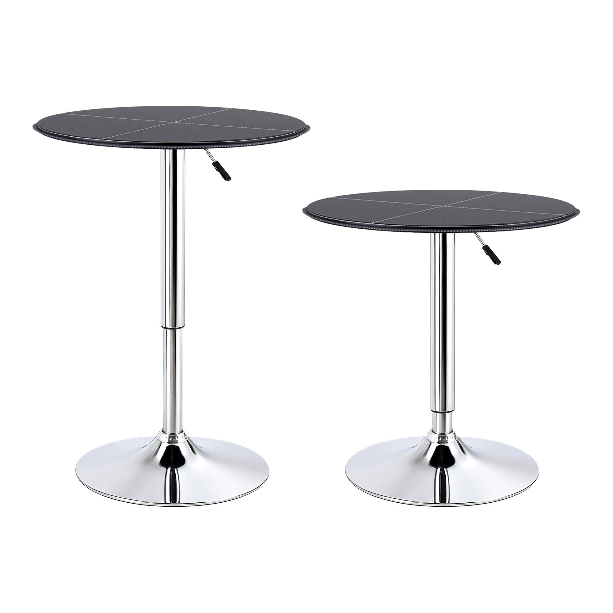 Artiss 3-Piece Bar Table and Stool Set – PVC Leather Top, Height Adjustable, 360° Swivel, Black