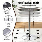 Artiss 3-Piece Bar Table and Stool Set – PVC Leather Top, Height Adjustable, 360° Swivel, Black