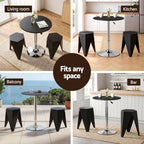 Artiss 3-Piece Bar Table and Stool Set – PVC Leather Top, Height Adjustable, 360° Swivel, Black