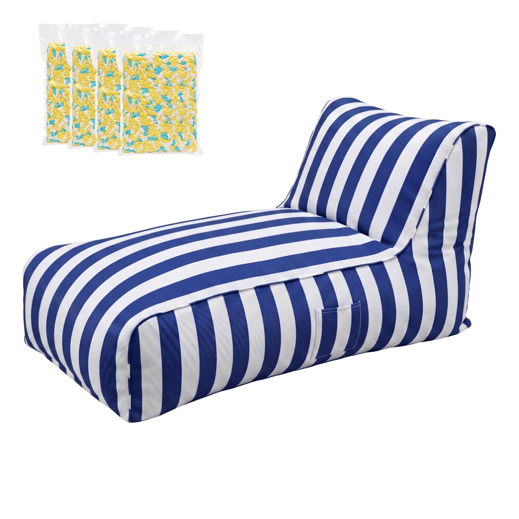 Artiss Outdoor Bean Bag Lounge Chair with Memory Foam Filler – Splash-Proof, Washable, Blue & White
