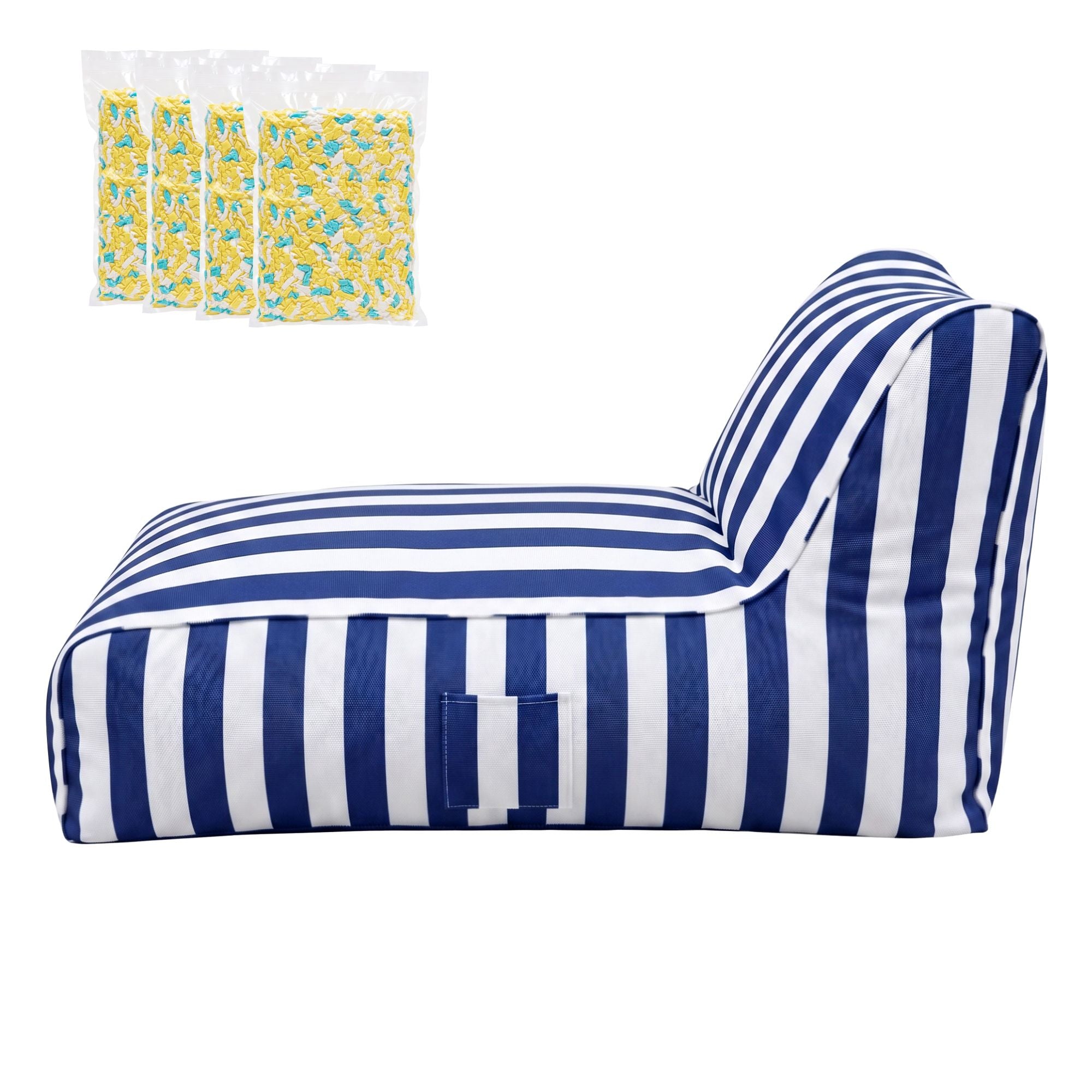 Artiss Outdoor Bean Bag Lounge Chair with Memory Foam Filler – Splash-Proof, Washable, Blue & White