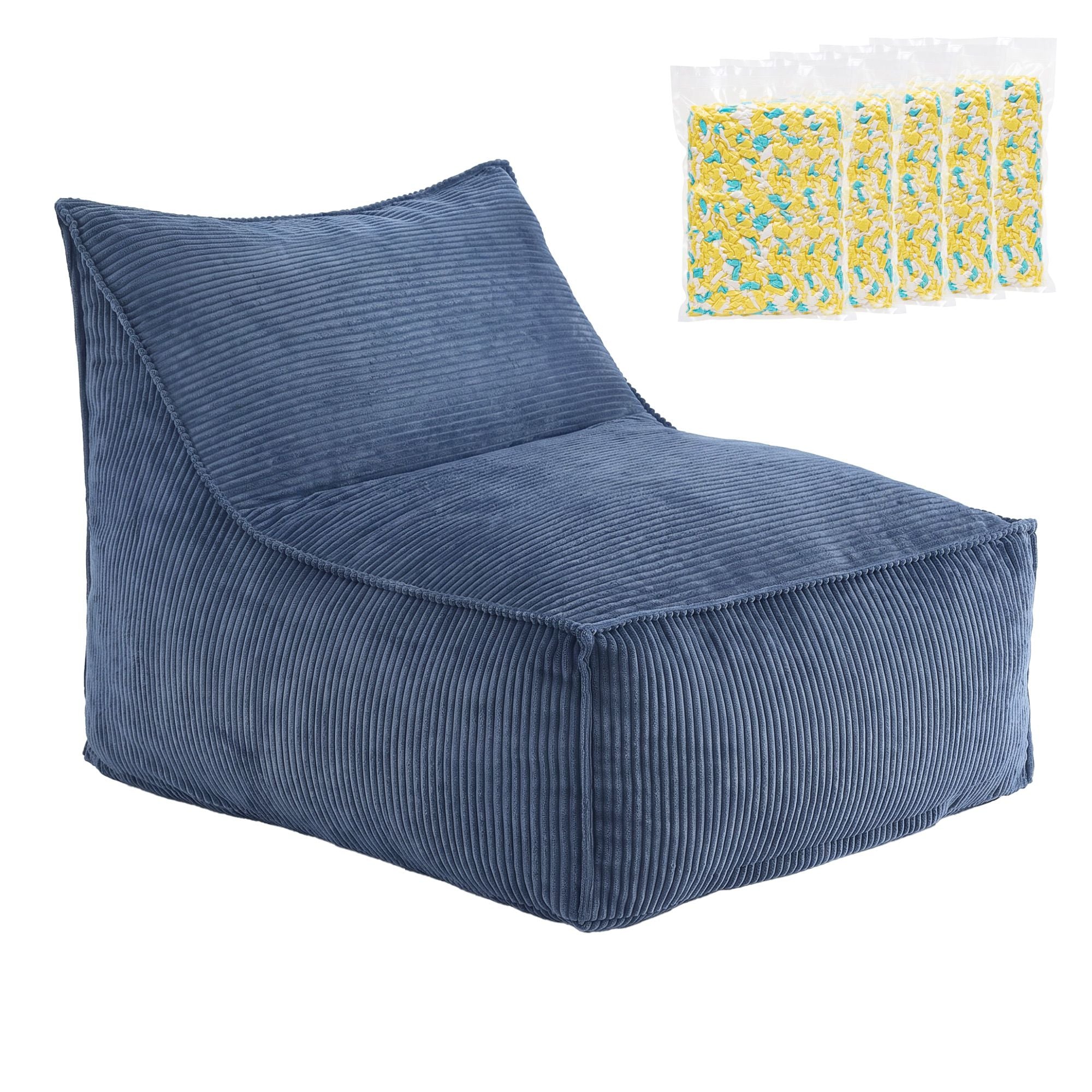 Artiss Bean Bag Chair with Memory Foam Filler – Soft Corduroy, Washable, Blue