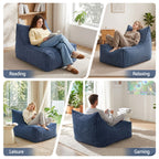 Artiss Bean Bag Chair with Memory Foam Filler – Soft Corduroy, Washable, Blue