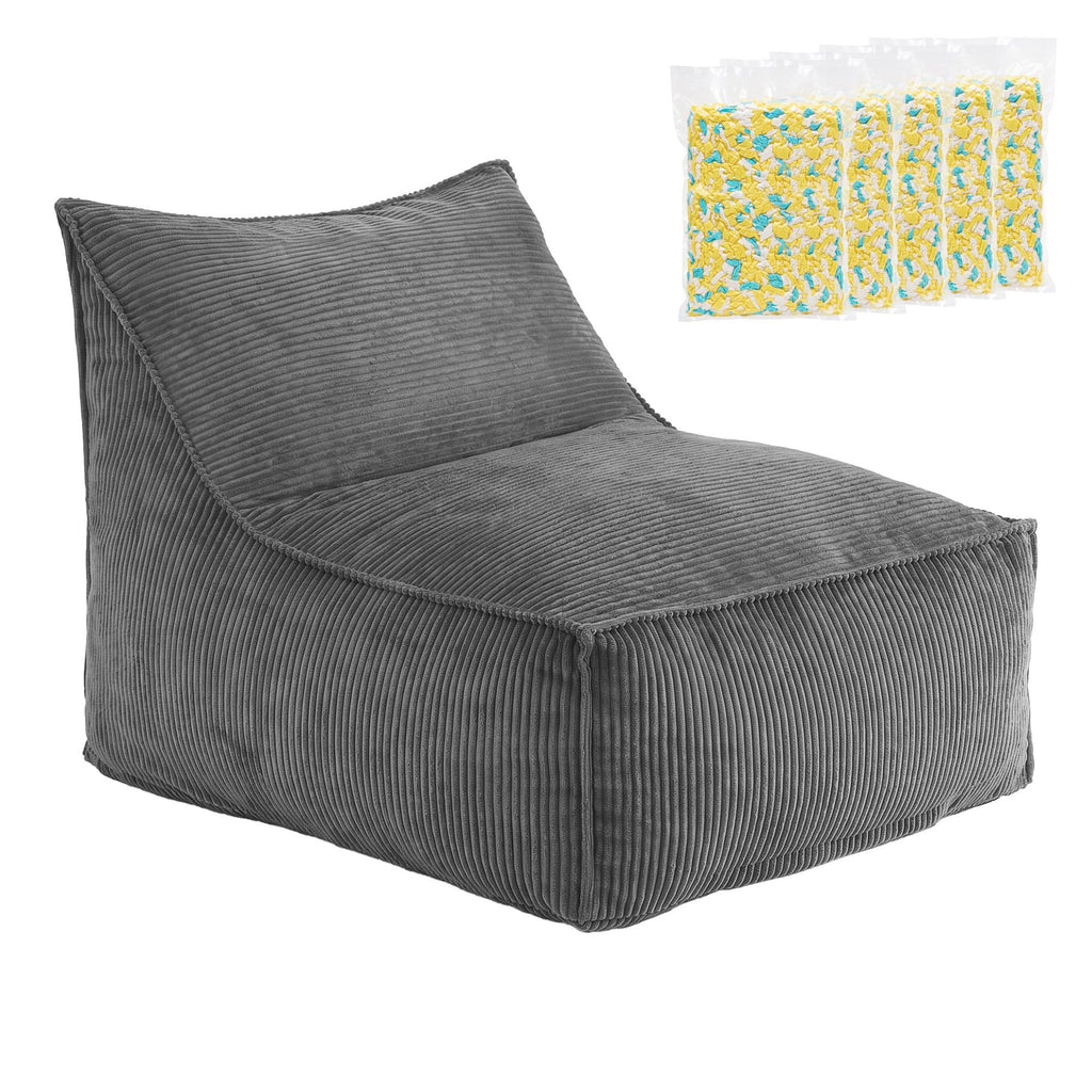 Artiss Bean Bag Chair with Memory Foam Filler – Soft Corduroy, Washable, Grey
