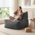Artiss Bean Bag Chair with Memory Foam Filler – Soft Corduroy, Washable, Grey