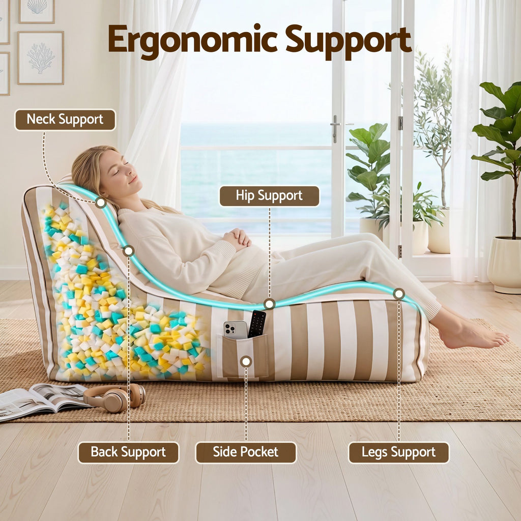 Artiss Outdoor Bean Bag Lounge Chair with Memory Foam Filler – Splash-Proof, Washable, Taupe