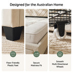 Artiss King Bed Frame with Storage Drawers & USB Charging Station | Upholstered Tufted Headboard | 300kg