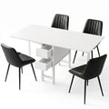 Artiss 5-Piece Foldable Dining Table & Chair Set | Gateleg Table with 2 Drawers & 4 PU Leather Chairs | Black & White