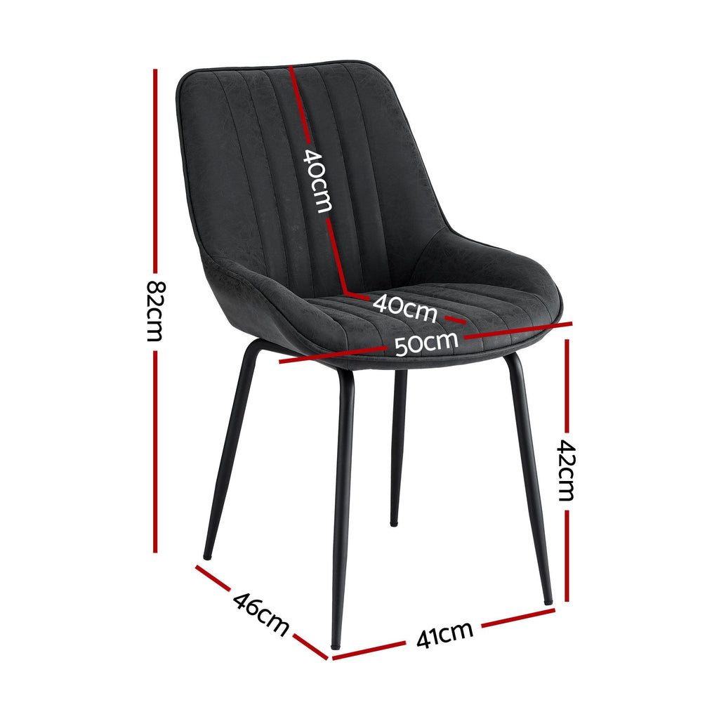 Artiss 5-Piece Foldable Dining Table & Chair Set | Gateleg Table with 2 Drawers & 4 PU Leather Chairs | Black & White
