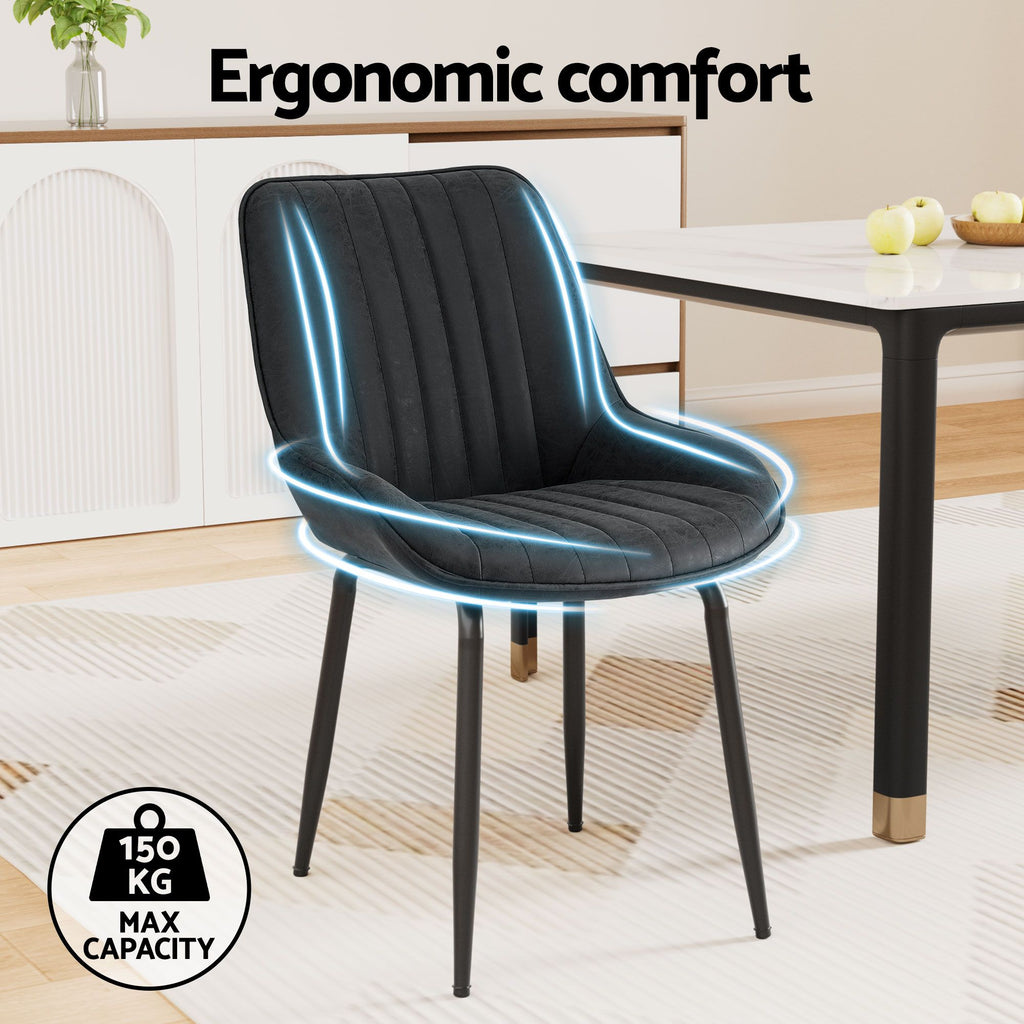 Artiss 5-Piece Foldable Dining Table & Chair Set | Gateleg Table with 2 Drawers & 4 PU Leather Chairs | Black & White