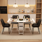 Artiss 5-Piece Foldable Dining Table & Chair Set | Gateleg Table with 2 Drawers & 4 PU Leather Chairs | Black & White