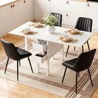Artiss 5-Piece Foldable Dining Table & Chair Set | Gateleg Table with 2 Drawers & 4 PU Leather Chairs | Black & White