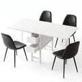 Artiss 5-Piece Foldable Dining Table & Chair Set | Gateleg Table with 2 Drawers & 4 Padded Chairs | Black & White