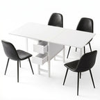 Artiss 5-Piece Foldable Dining Table & Chair Set | Gateleg Table with 2 Drawers & 4 Padded Chairs | Black & White