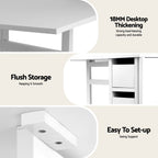 Artiss 5-Piece Foldable Dining Table & Chair Set | Gateleg Table with 2 Drawers & 4 Padded Chairs | Black & White