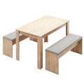 Artiss 3-Piece Dining Set – 120cm Oak Dining Table & 2 Upholstered Chairs
