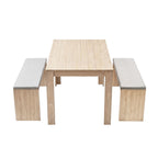 Artiss 3-Piece Dining Set – 120cm Oak Dining Table & 2 Upholstered Chairs