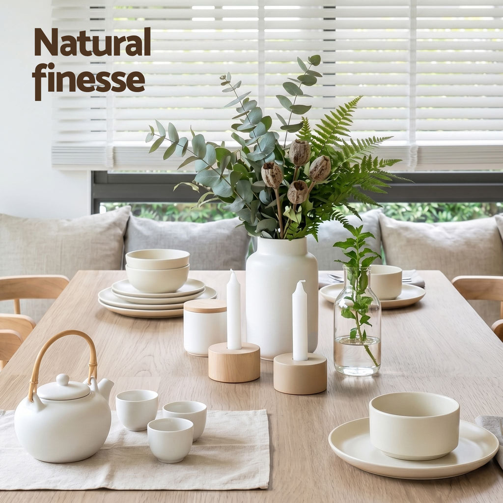 Artiss 3-Piece Dining Set – 120cm Oak Dining Table & 2 Upholstered Chairs
