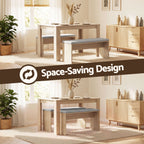 Artiss 3-Piece Dining Set – 120cm Oak Dining Table & 2 Upholstered Chairs