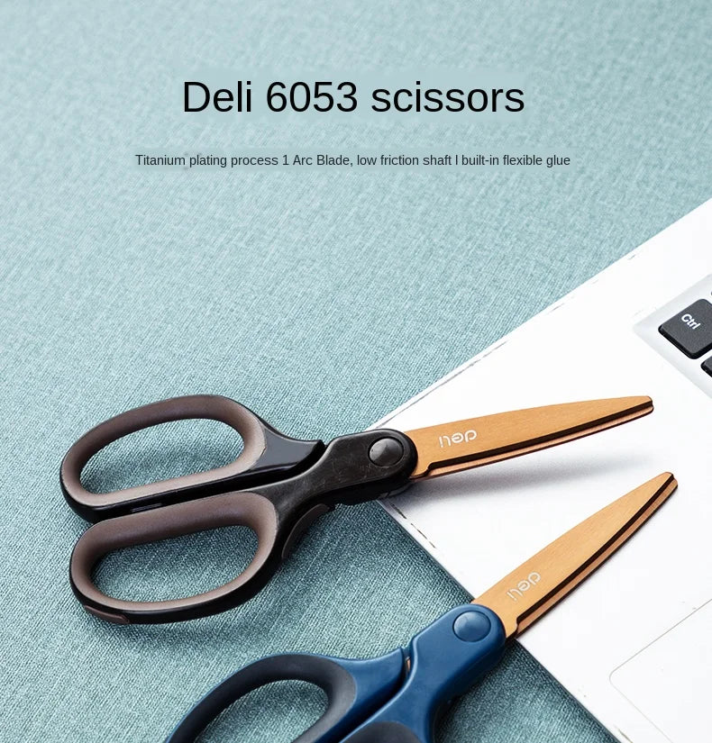 7 inch titanium-plated scissors with blue handles