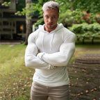 Men's Hooded Turtleneck Pullover Sweater – Slim Fit Knit Jumper | Grey, Black, White