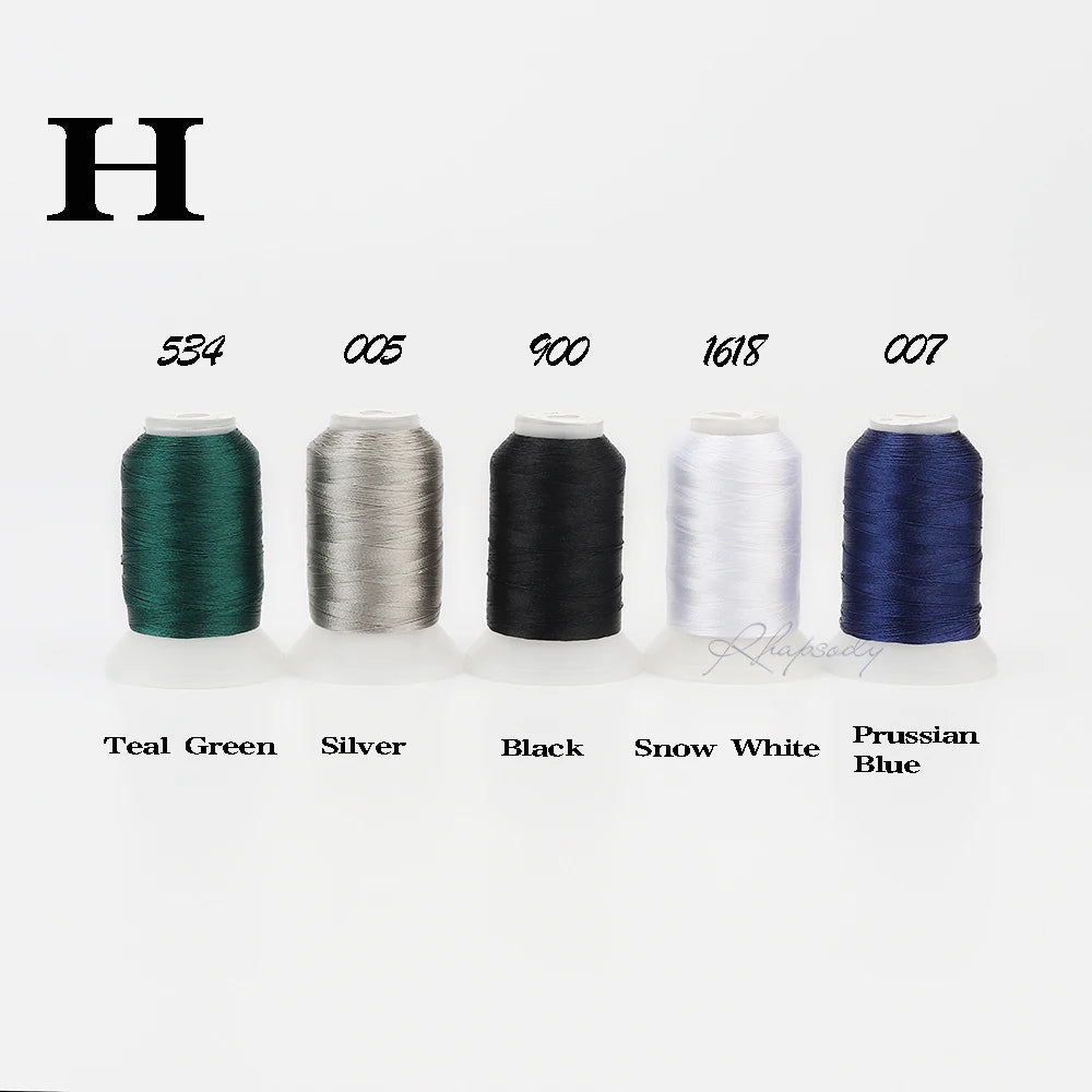 40wt Polyester Embroidery Thread | 500m Filament Spools | 5-Pack