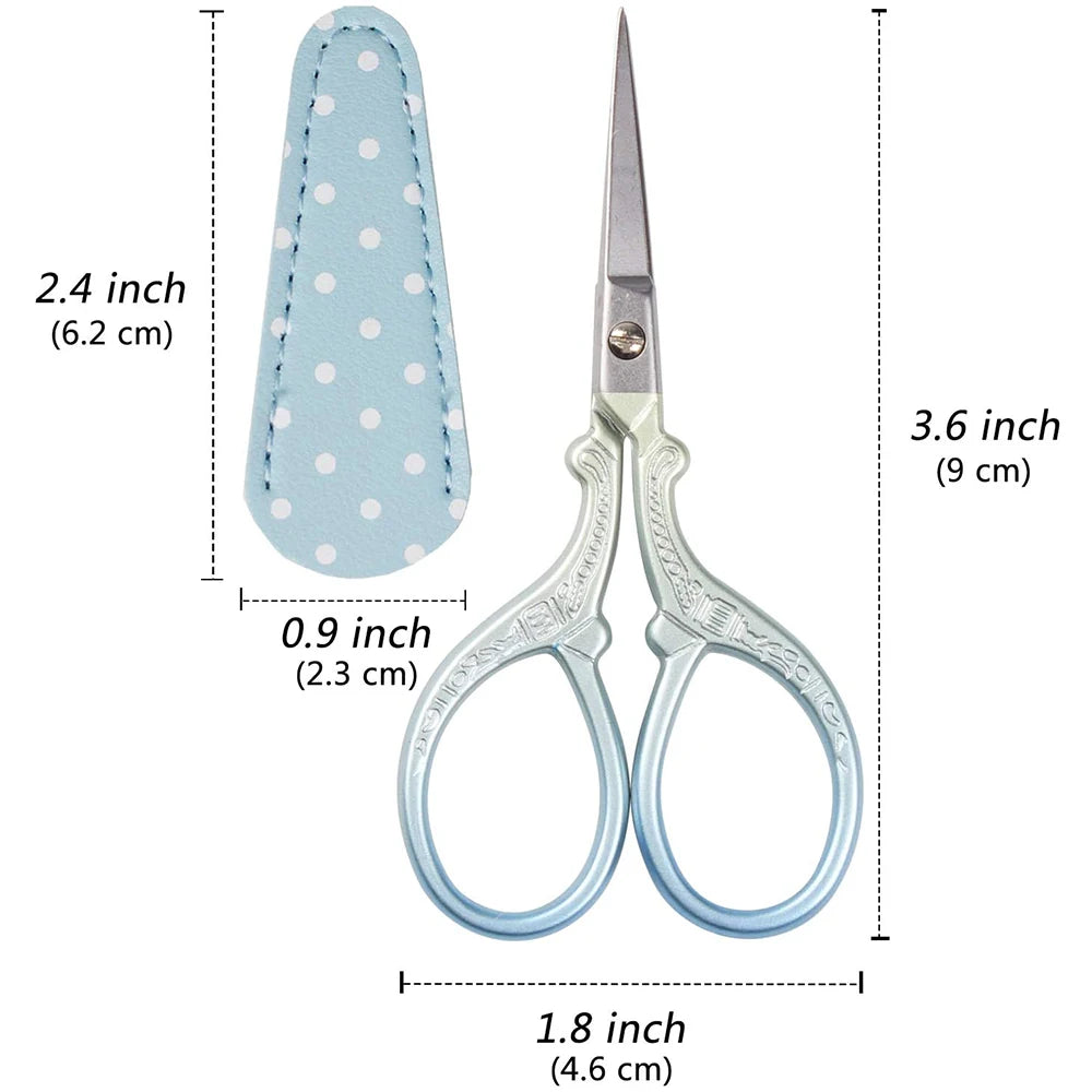 3.6 inch Embroidery Scissors with Leather Cover for Sewing Crafting