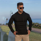Men's Hooded Turtleneck Pullover Sweater – Slim Fit Knit Jumper | Grey, Black, White