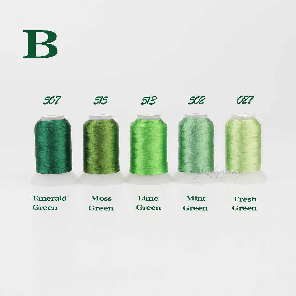 40wt Polyester Embroidery Thread | 500m Filament Spools | 5-Pack