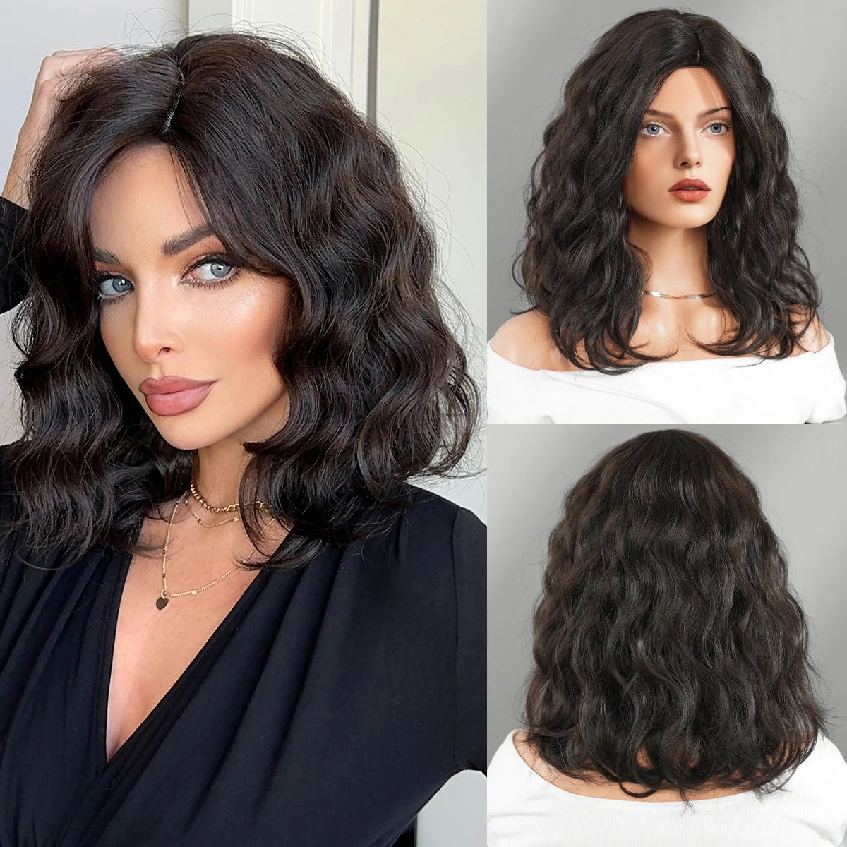 Dark Brown Curly Wigs for Women
