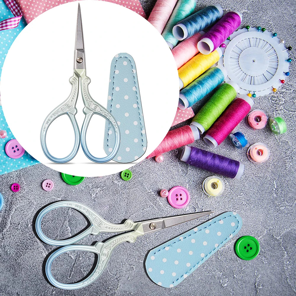 3.6 inch Embroidery Scissors with Leather Cover for Sewing Crafting
