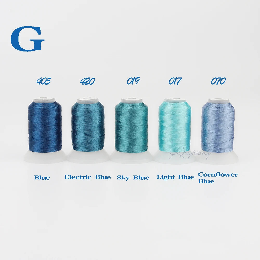 40wt Polyester Embroidery Thread | 500m Filament Spools | 5-Pack