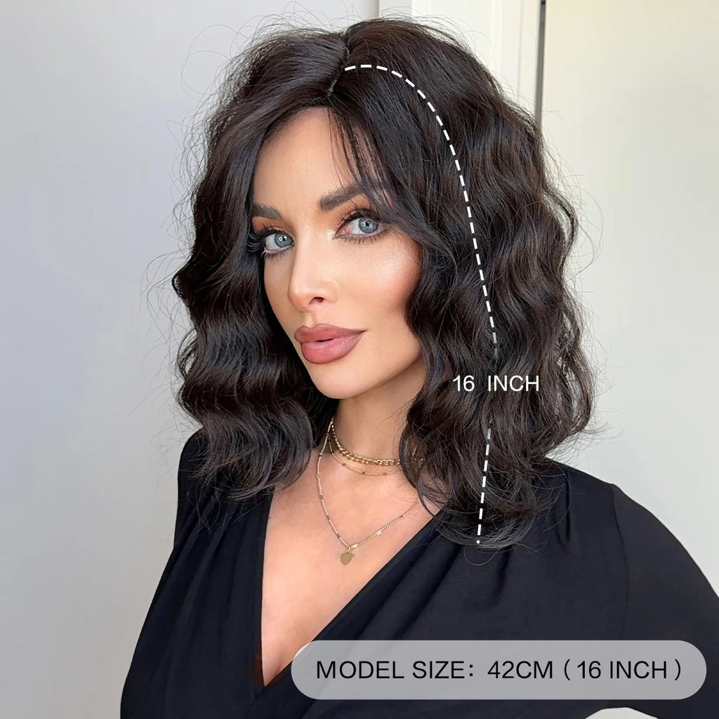 Dark Brown Curly Wigs for Women