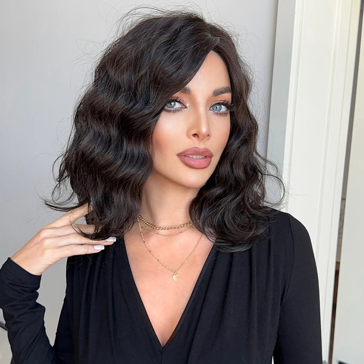 Dark Brown Curly Wigs for Women