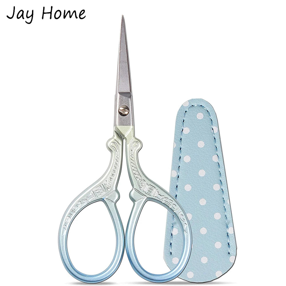 3.6 inch Embroidery Scissors with Leather Cover for Sewing Crafting